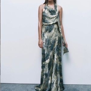 NWT Zara blue and green limited edition maxi dress